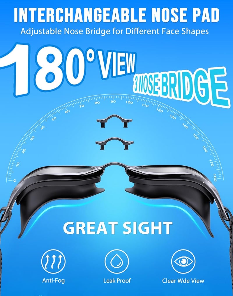 Vegemono Swim Goggles, Unisex Adult Swimming Goggles Anti Fog Anti UV No Leakage Wide View for Men Women Youth - Image 2